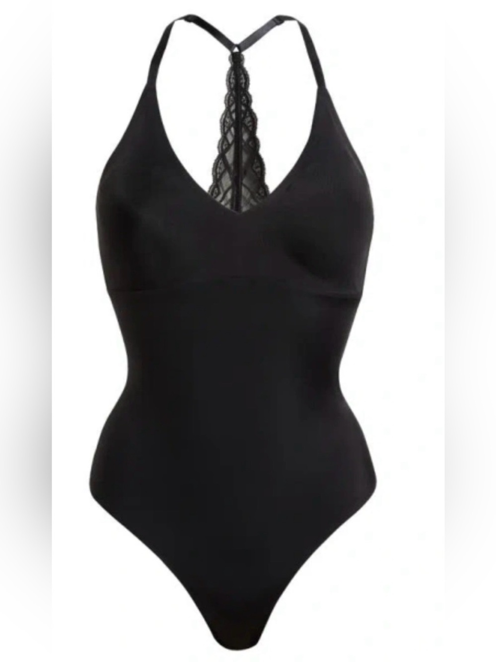 True & Co Women’s Black Lace-Back One-Piece Bodysuit size S-NWT